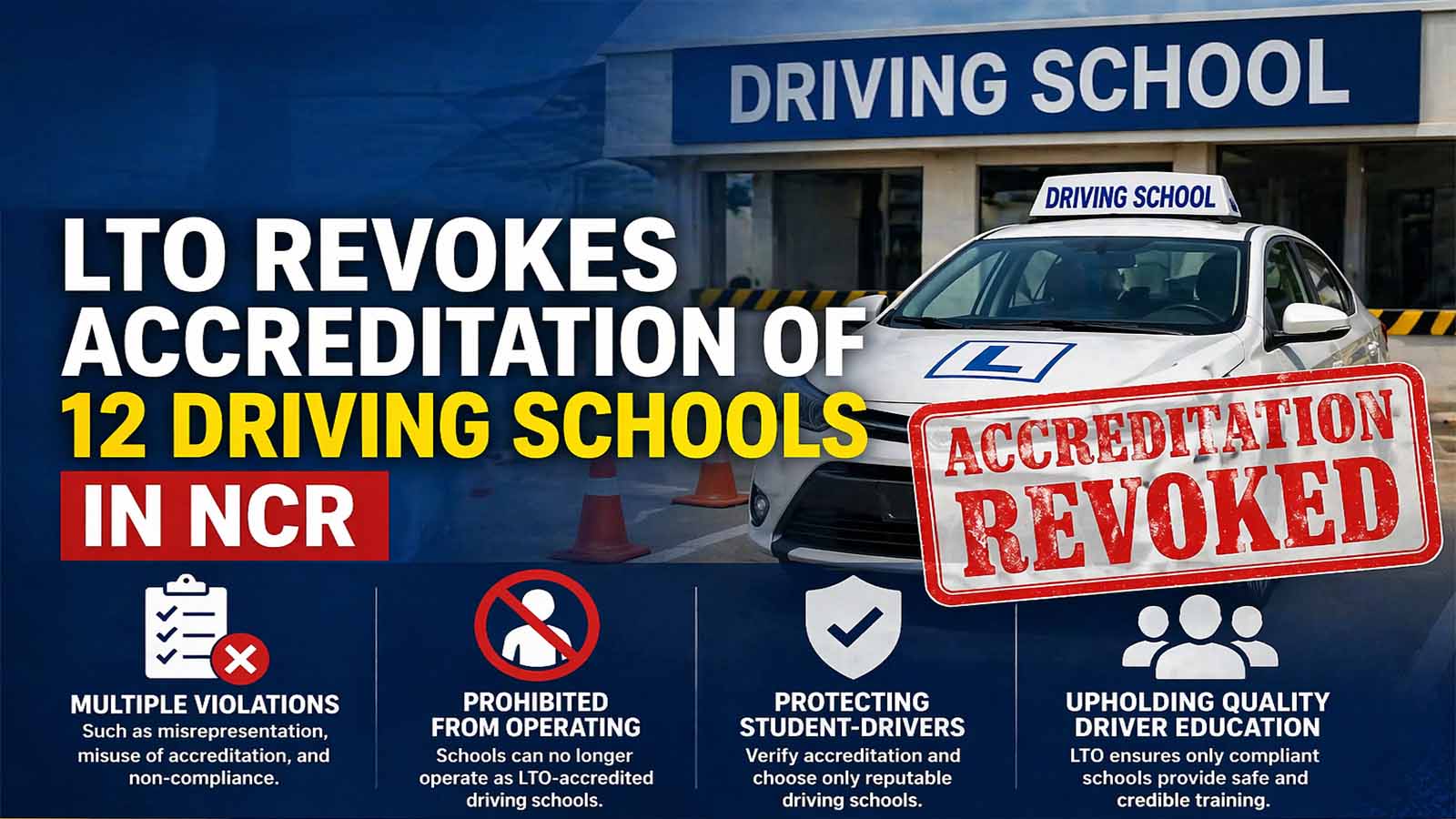 LTO Shuts Down 12 NCR Driving Schools