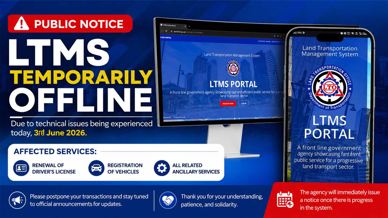 LTMS Temporarily Offline
