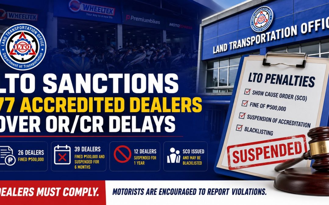 LTO Sanctions 77 Accredited Dealers